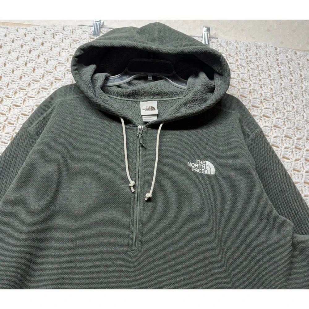 The North Face Men's Pullover Hoodie 2XL  Olive Green Textured Cap Rock Fleece